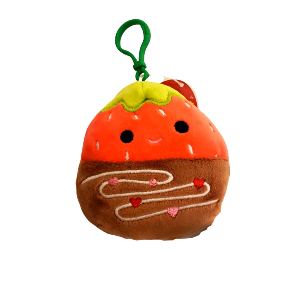Scarlet Chocolate Strawberry 3.5" Clip Squishmallow Plush Keychain NWT